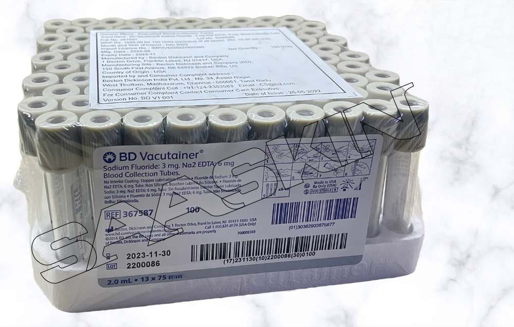 BD Sodium fluoride 3mg , Na2 EDTA 6mg Blood Collection Tube