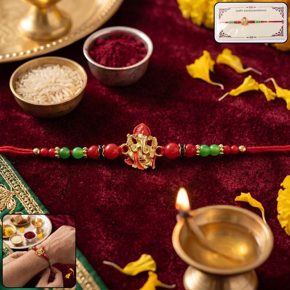 Ganesha Rakhi - Elegant Designer Festive Wrist Jewelry