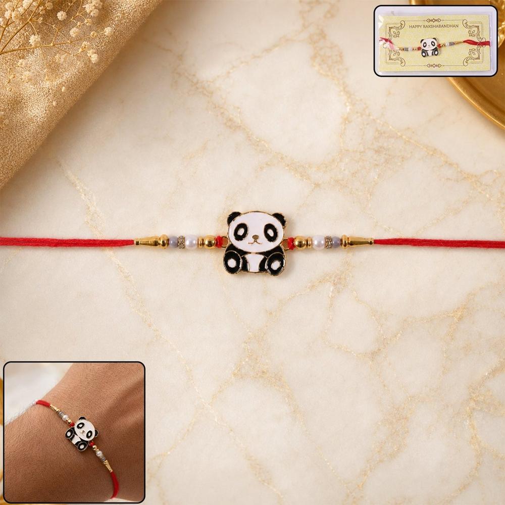Kids Rakhi - Cute Panda Charm with Pearl Beads for Brothers
