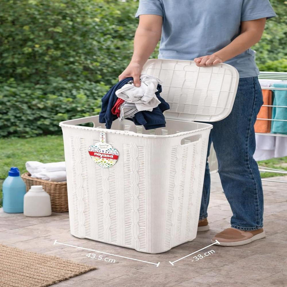 64.5 Ltr Plastic Laundry Basket with Lid