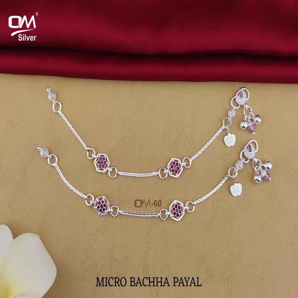 Silver Micro Baby Payal - Gender: Children