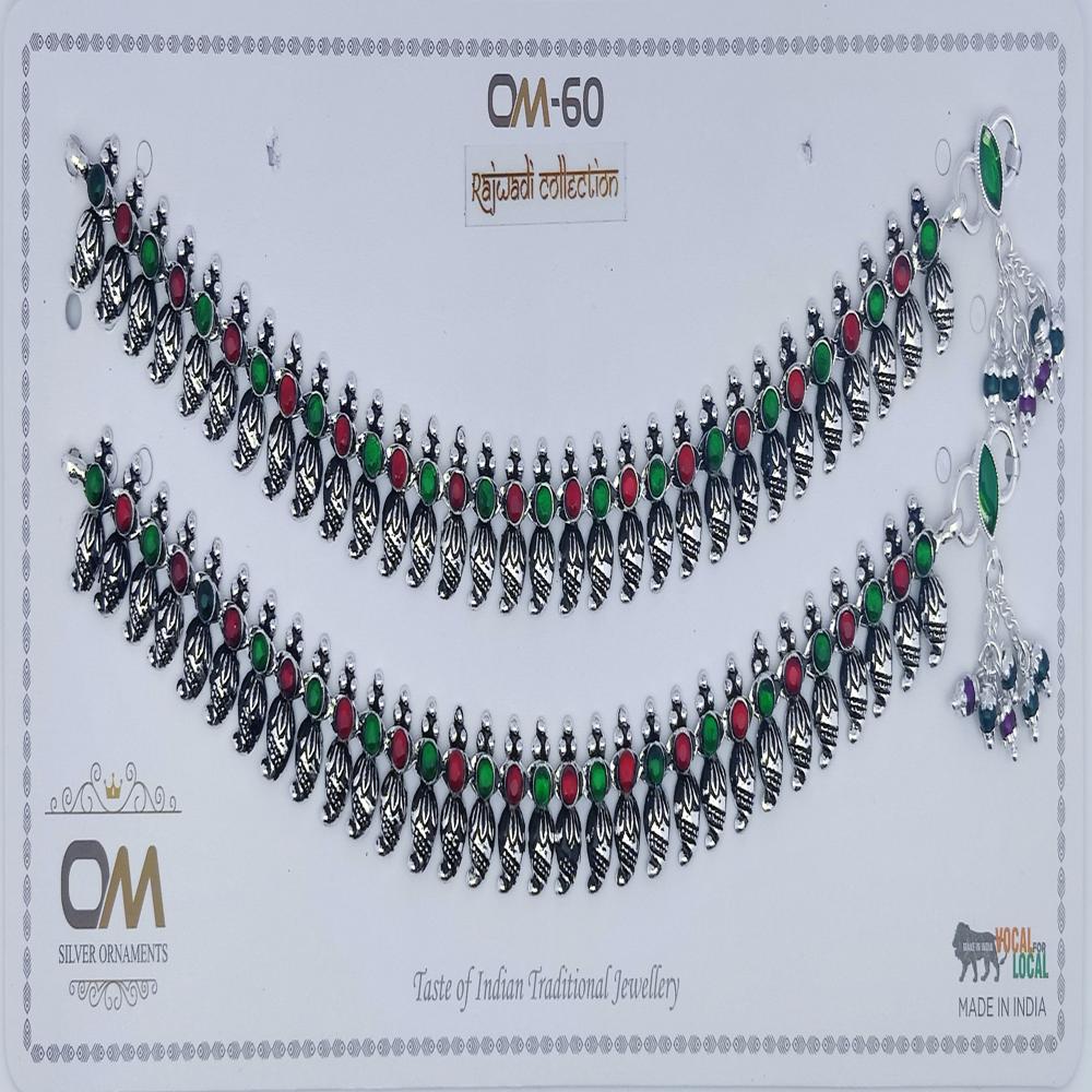 Silver Rajwadi Payal - Color: Oxodised
