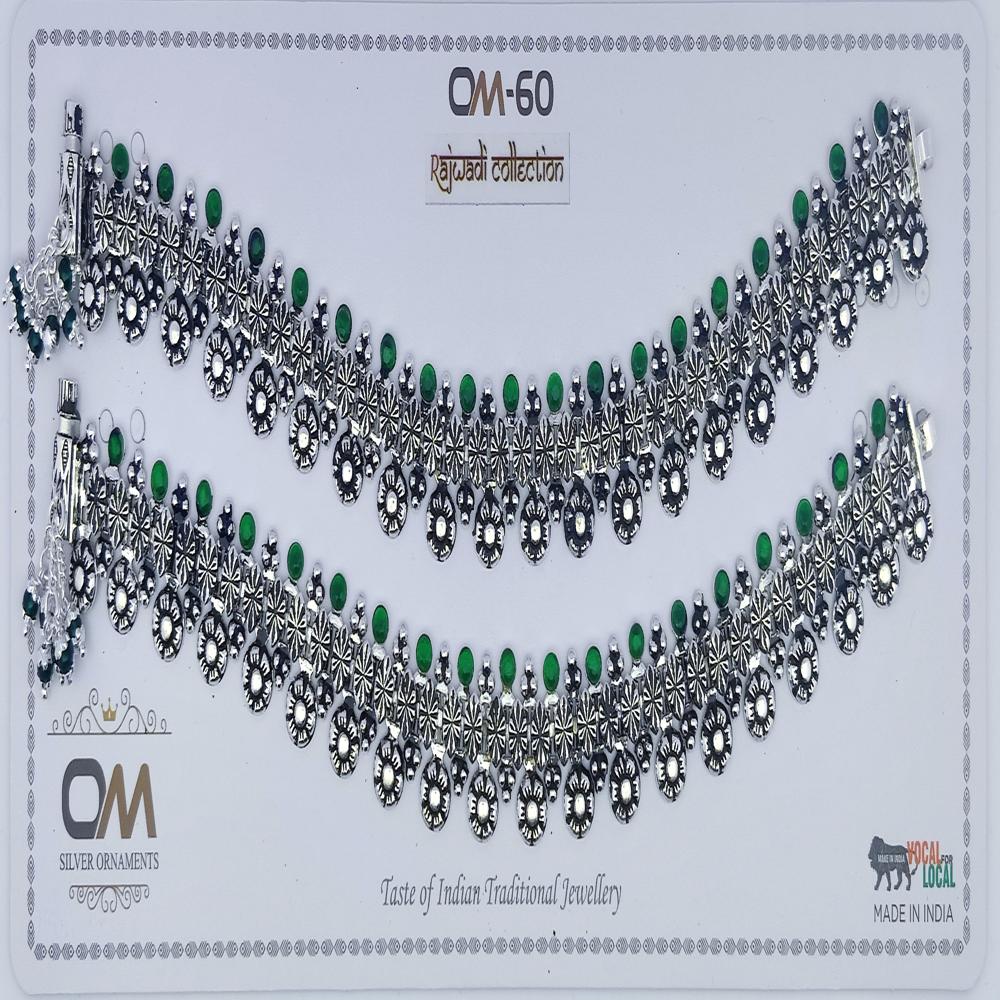 Silver Rajwadi Payal - Color: Oxodised
