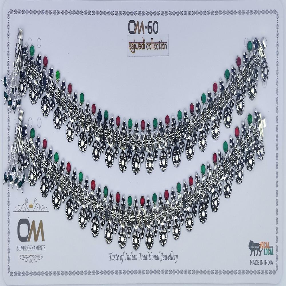 Silver Rajwadi Payal - Color: Oxodised
