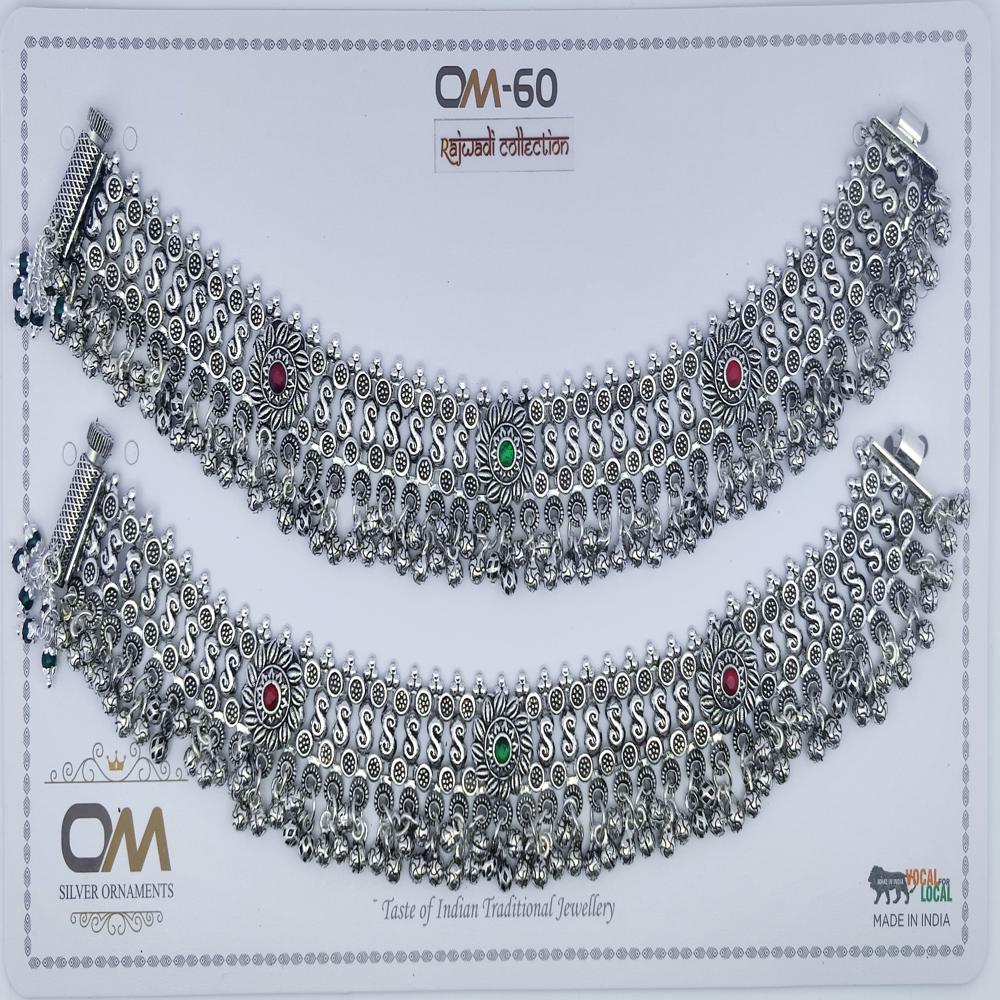 Silver Rajwadi Payal - Color: Oxodised