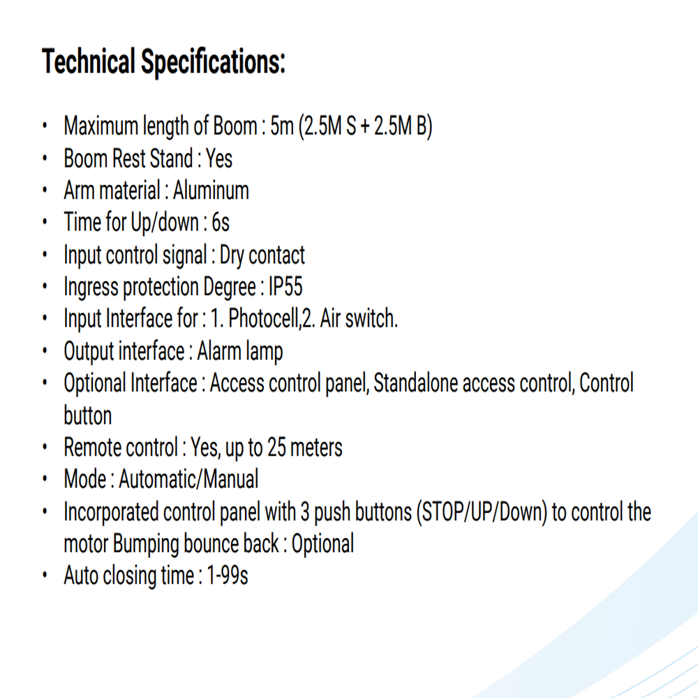 BG100 TI - Bending Arm Boom Barrier