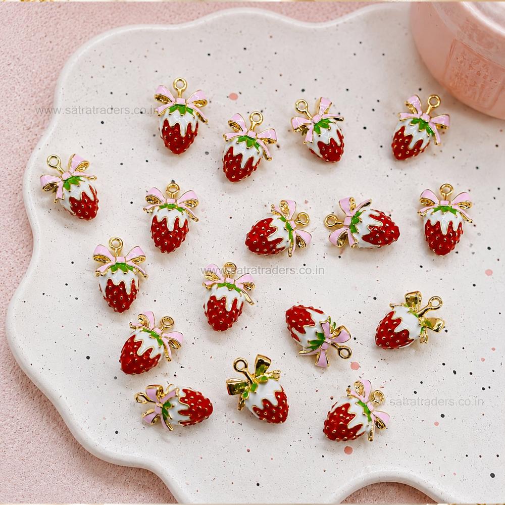 Strawberry Fruit Charm Pendant | Size : 18mm | Qty : 1pc | CHE198