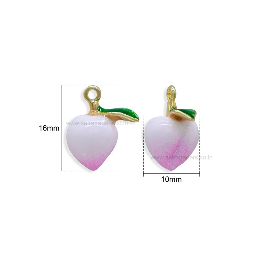 Peach Fruit Charm Pendant | Size : 16mm | Qty : 1pc | CHE197