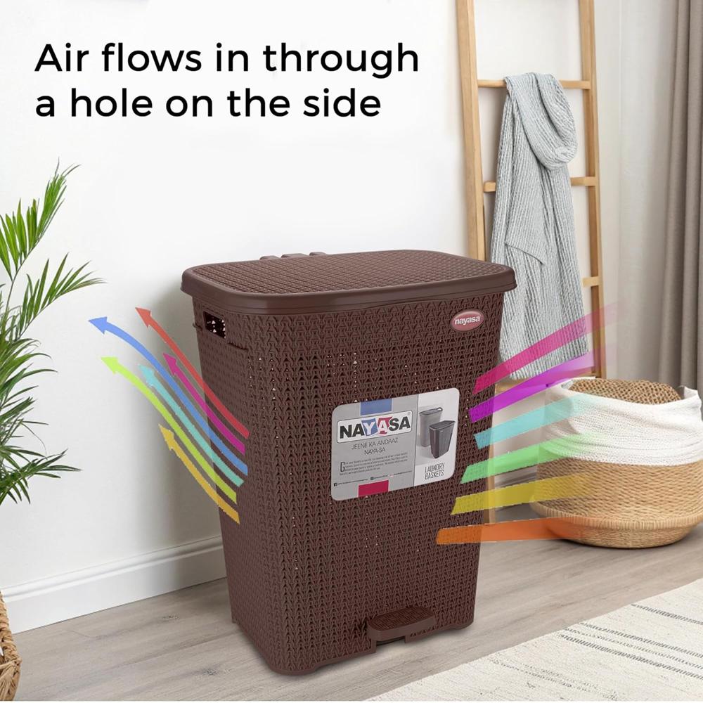 57.5 Liters Plastic Laundry Basket for Clothes with Lid