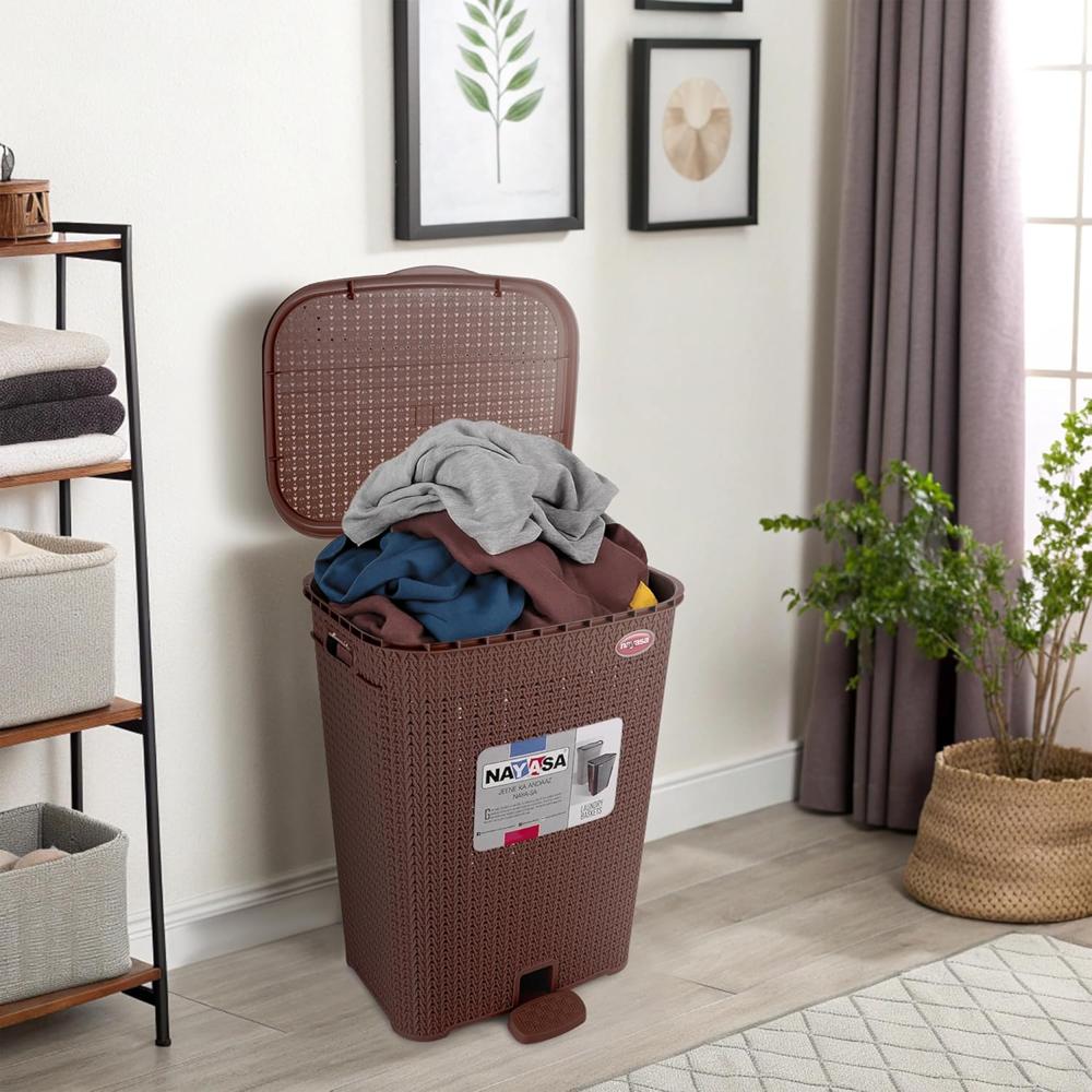 57.5 Liters Plastic Laundry Basket for Clothes with Lid