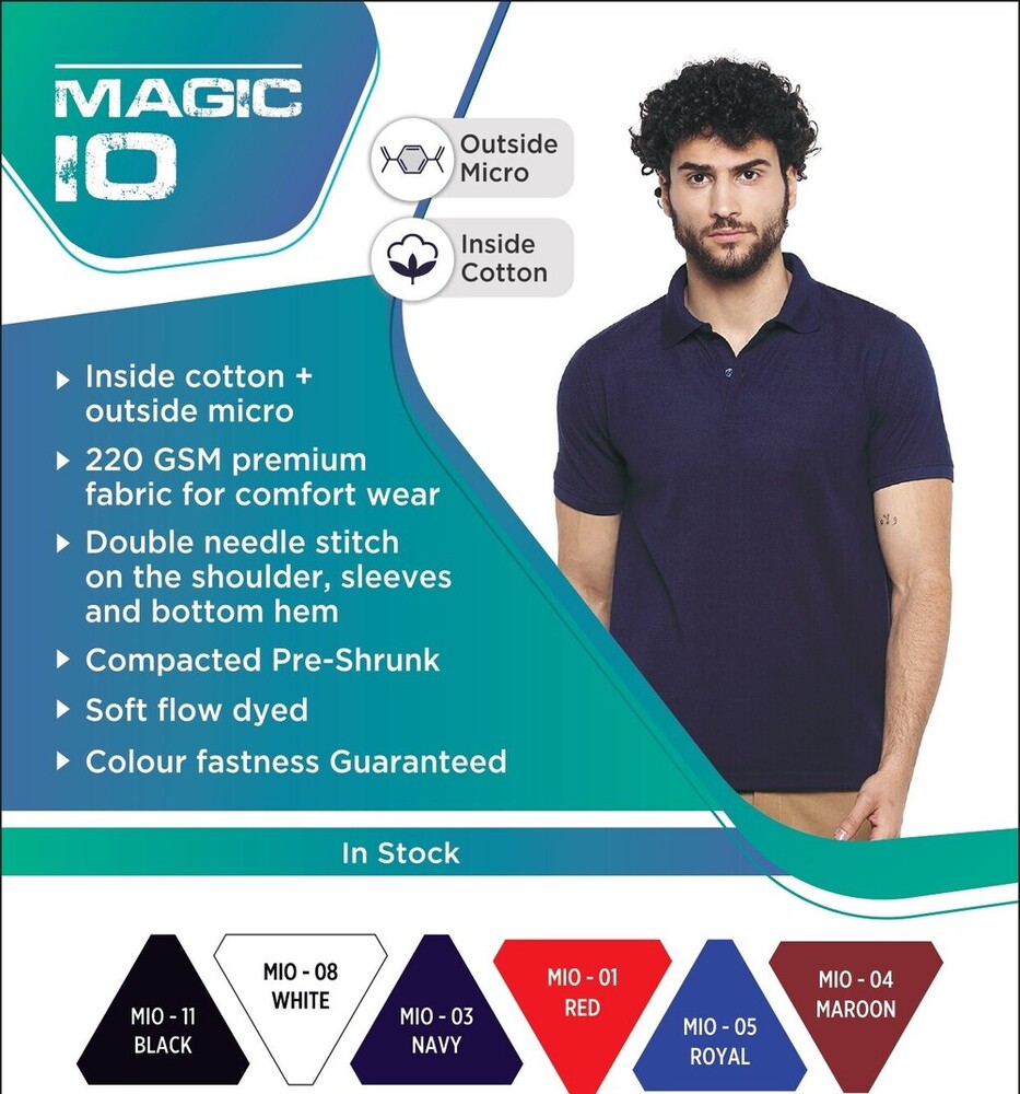2K Main 220 gsm Inside Cotton Outside Polyester Polo Unisex T-shirts