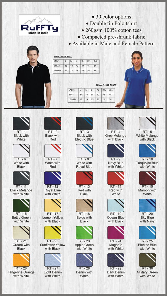 2N Multi 260 gsm Pure Cotton Polo T-shirts