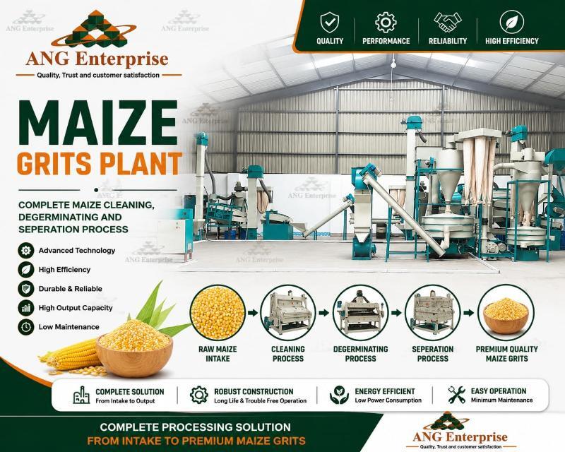 Commercial Maize Grits Plant - Automatic PLC Controlled, Custom Capacity | Low Maintenance, High Efficiency, Turnkey Setup