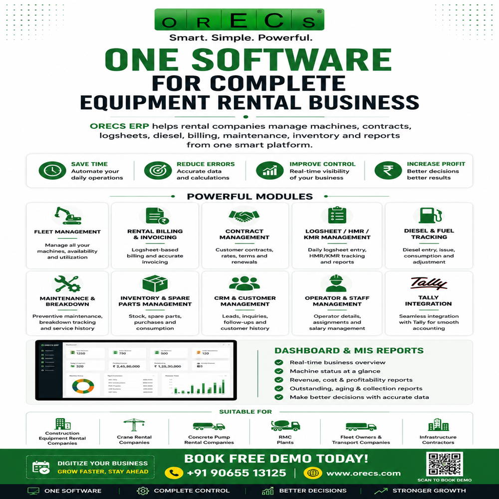 Machinery Rental Software - Capacity (Person): Multi-user Supported