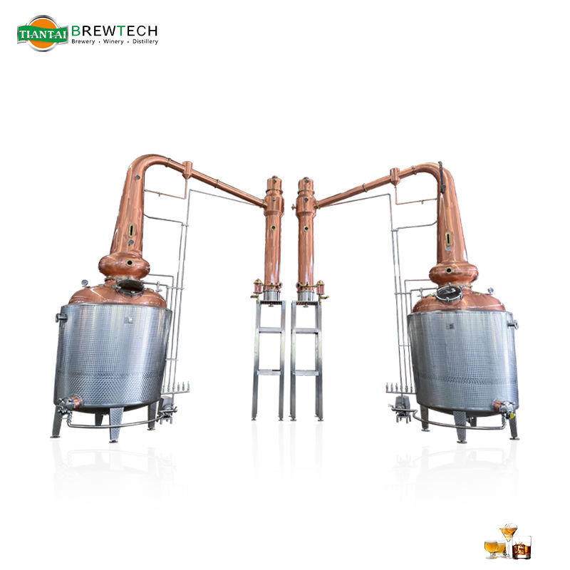 1000L 2000L Automatic PLC Controlled Copper Pot Still Distillery Equipment