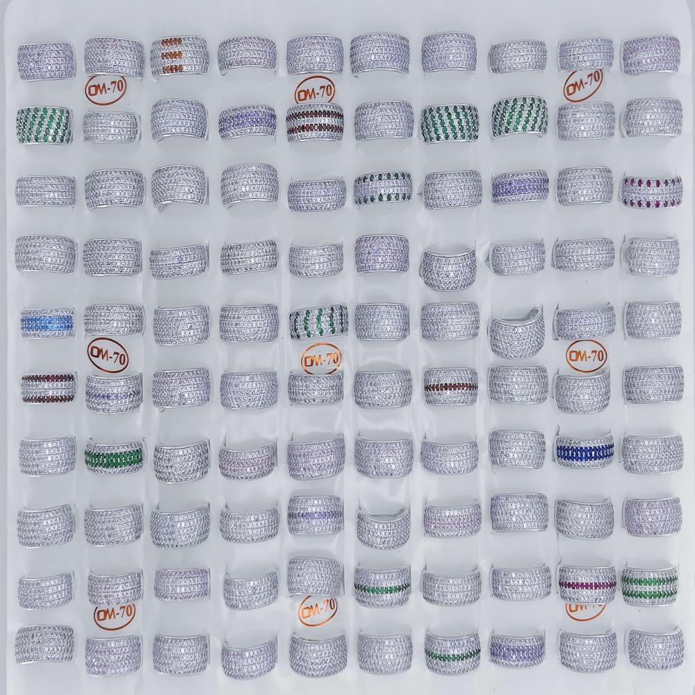 Silver Ledis Band Ring - Color: Multi Color Stone