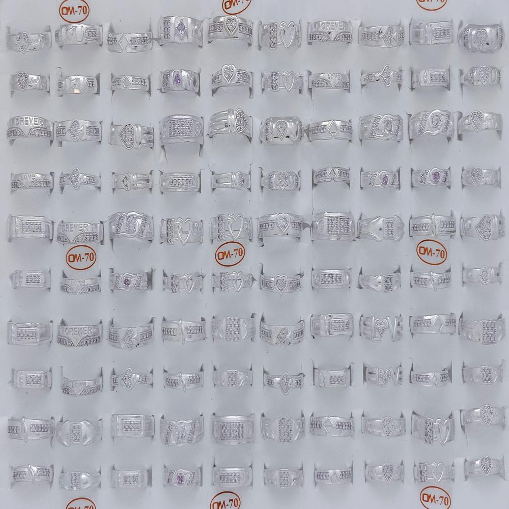 Silver Ledis Band Ring - Color: Multi Color Stone