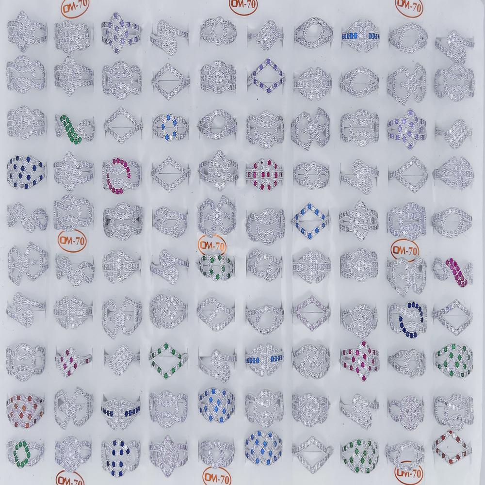 Silver Ledis Band Ring - Color: Multi Color Stone
