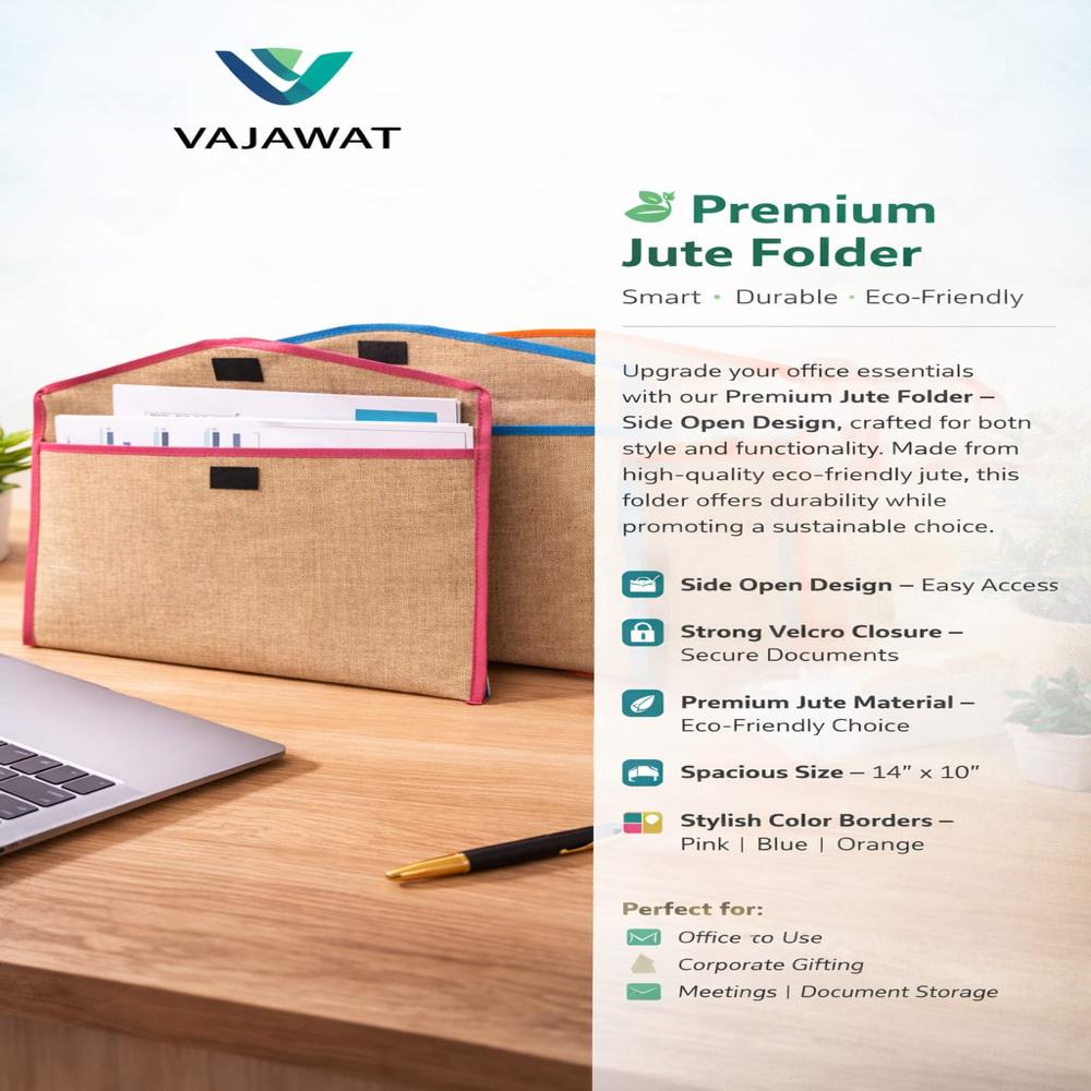 JUTE FOLDER - 14 X10 *SIDE OPEN WITH VALCROVE