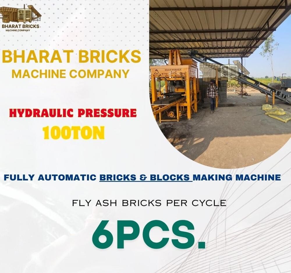 Hydraulic Press Fly Ash Brick Machine (6Cvt.) - Color: Blue/White
