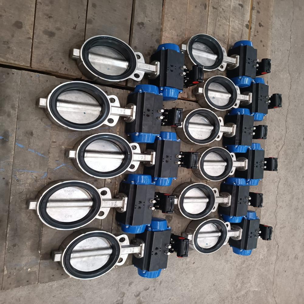 Pneumatic Actuated Butterfly Valve - Port Size: 2 Inch