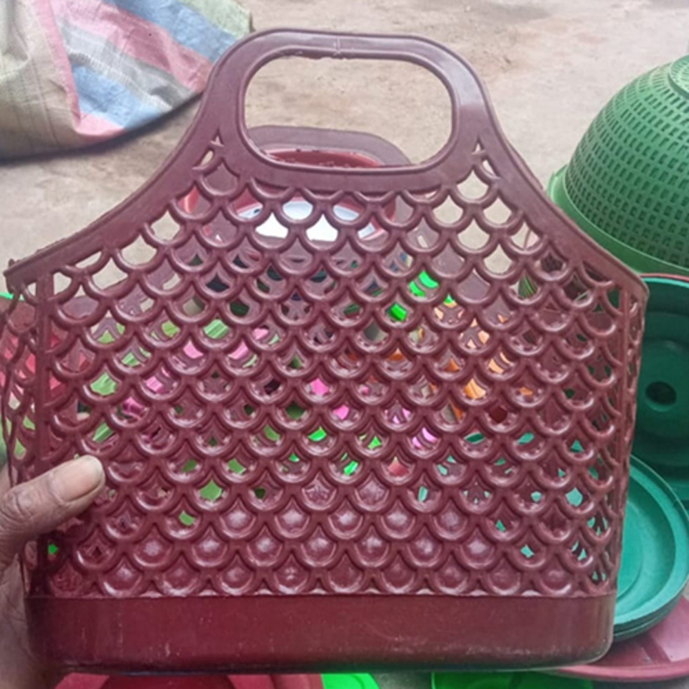 Plastic Basket With Handle - Color: Assorted (Red