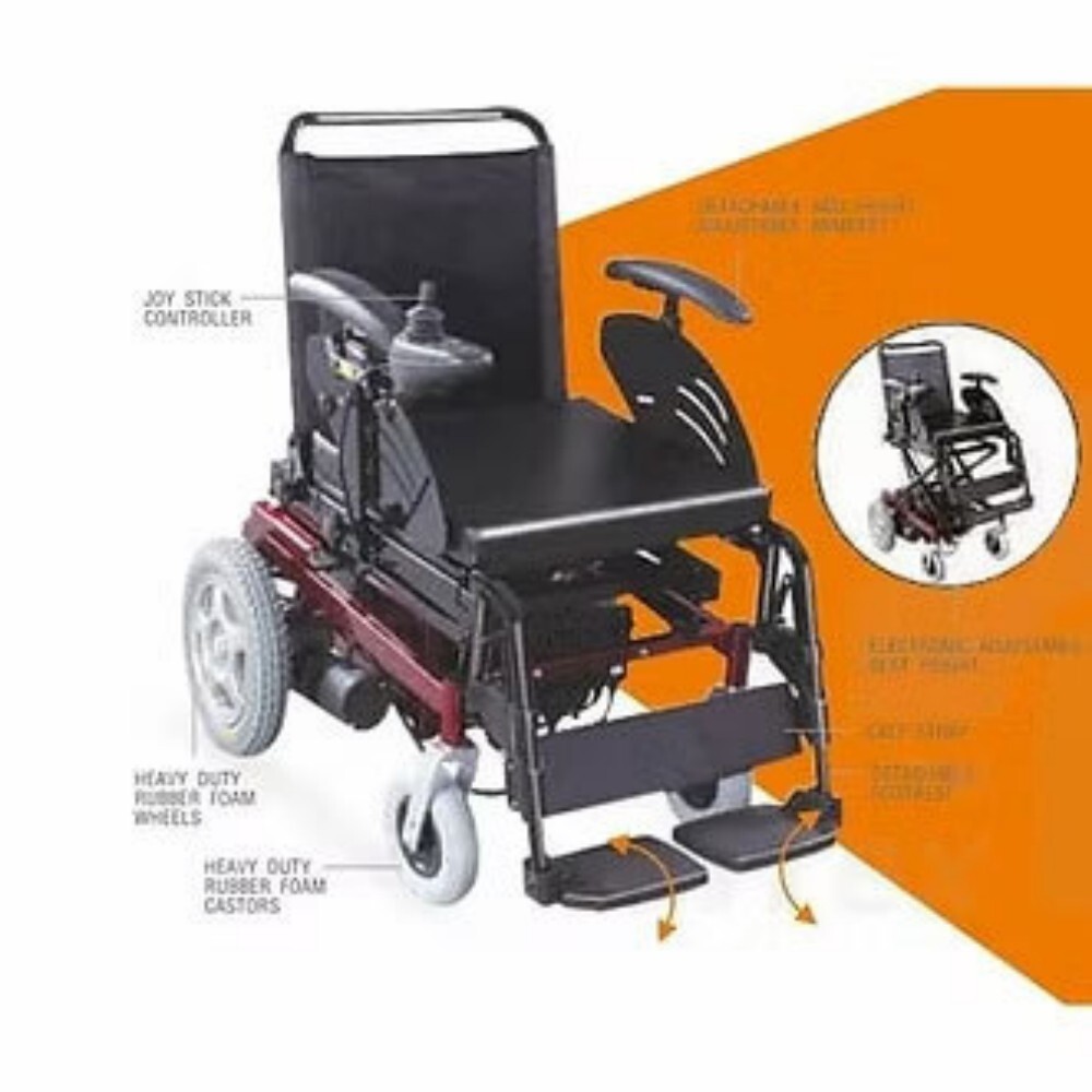 Motorized Power Wheelchair with Rechargeable Battery