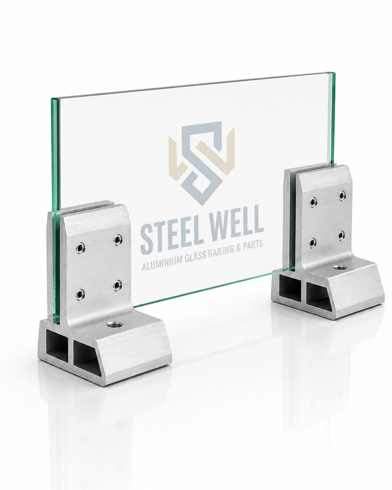 Aluminium Railing L Bracket - Stainless Steel Ss304/316, 80x40x65mm, Silver | Mirror Finish, Rust-proof, Supports 8-12mm Glass, 60kg Capacity