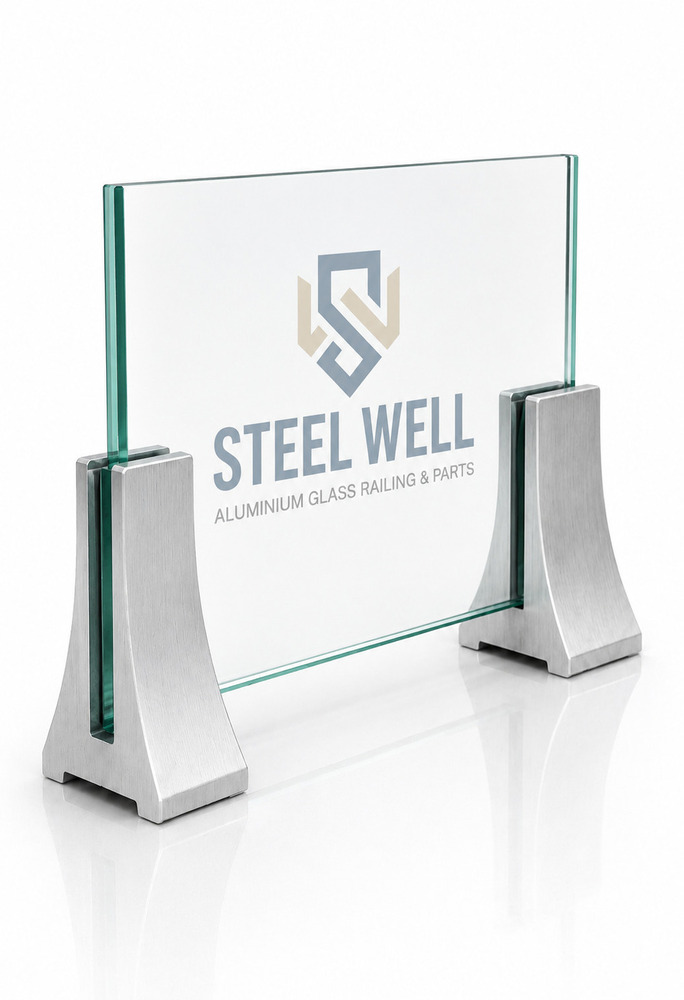 Aluminium Railing Tower Bracket - Metallic Silver Aluminum, Rectangular, Corrosion Resistant, Easy Installation, High Structural Stability