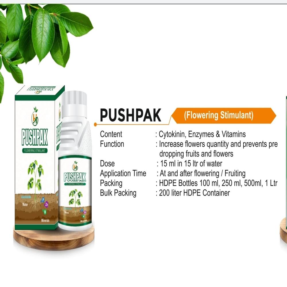 Pushpak Stimulant - Organic Liquid Fertilizer, Brown Quick-release Solution | Water-soluble, 100% Purity, Vegetables & Fruits