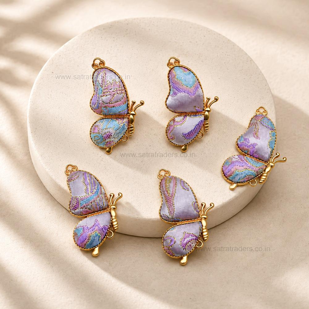 Vintage Fabric Butterfly Brooch/Pendant | Size : 49mm | Qty : 1pcs | CHE179