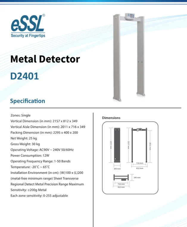 essl D2401 Door Frame  Metal Detector