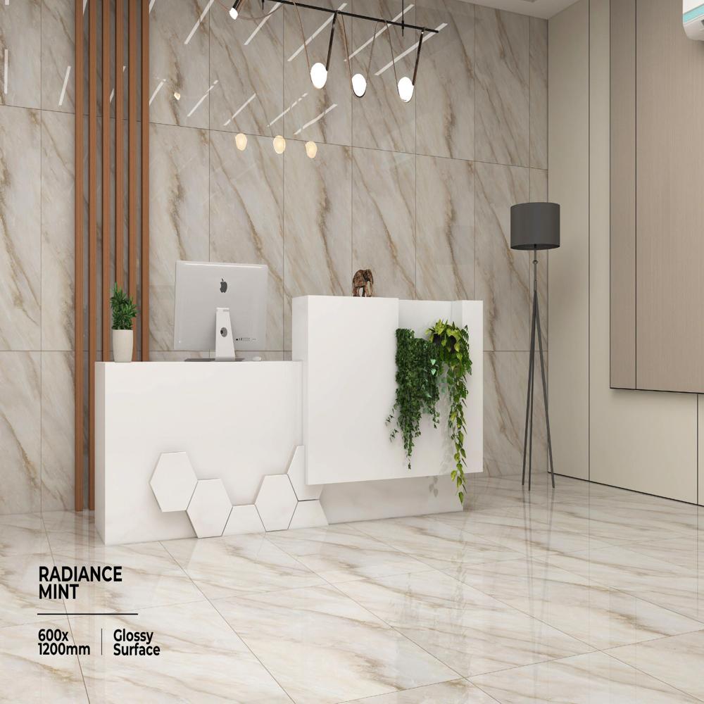 Glass Glossy Vitrified Tile - Color: Multi