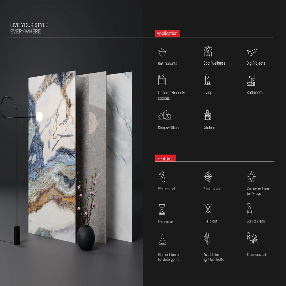 Glass Glossy Vitrified Tile - Color: Multi