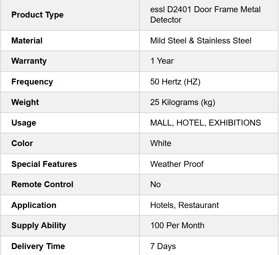 essl D2401 Door Frame  Metal Detector