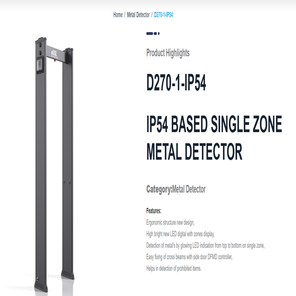 D270-1-IP54 IP54 based Single Zone metal detector