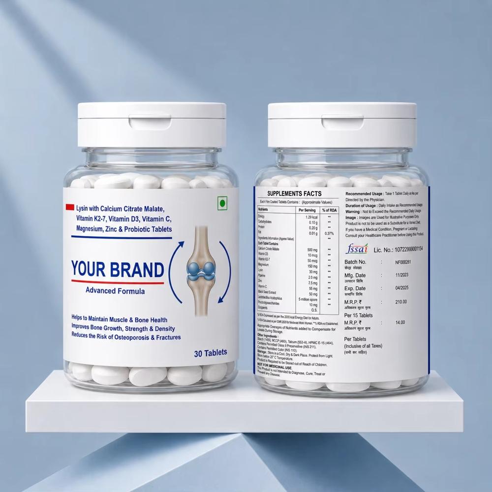 Calcium Citrate Malate, Calcitriol, L- Methyl Folate, Cyanocobalamin, Vitamin K2-7, Magnesium & Zinc Tablets