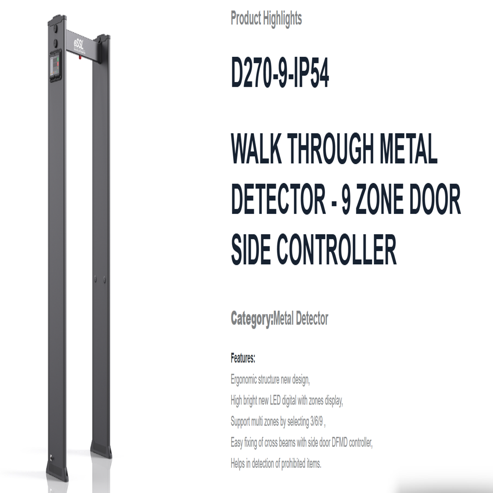 D270-9-IP54 Walk through Metal Detector - 9 zone Door Side Controller