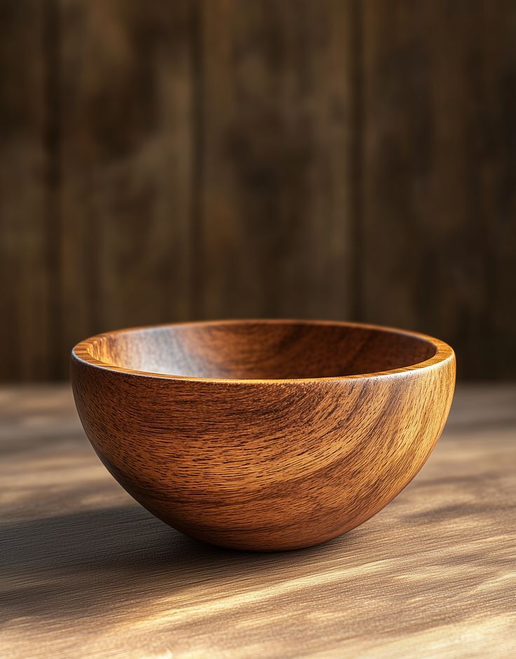Wooden Bowl - Color: Natural Brown Wood Grain