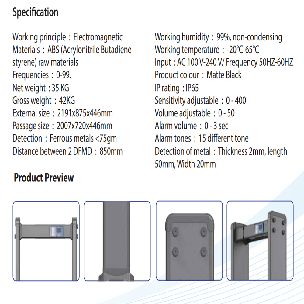 D330-18-IP65 Walk through Metal Detector -18 Zone