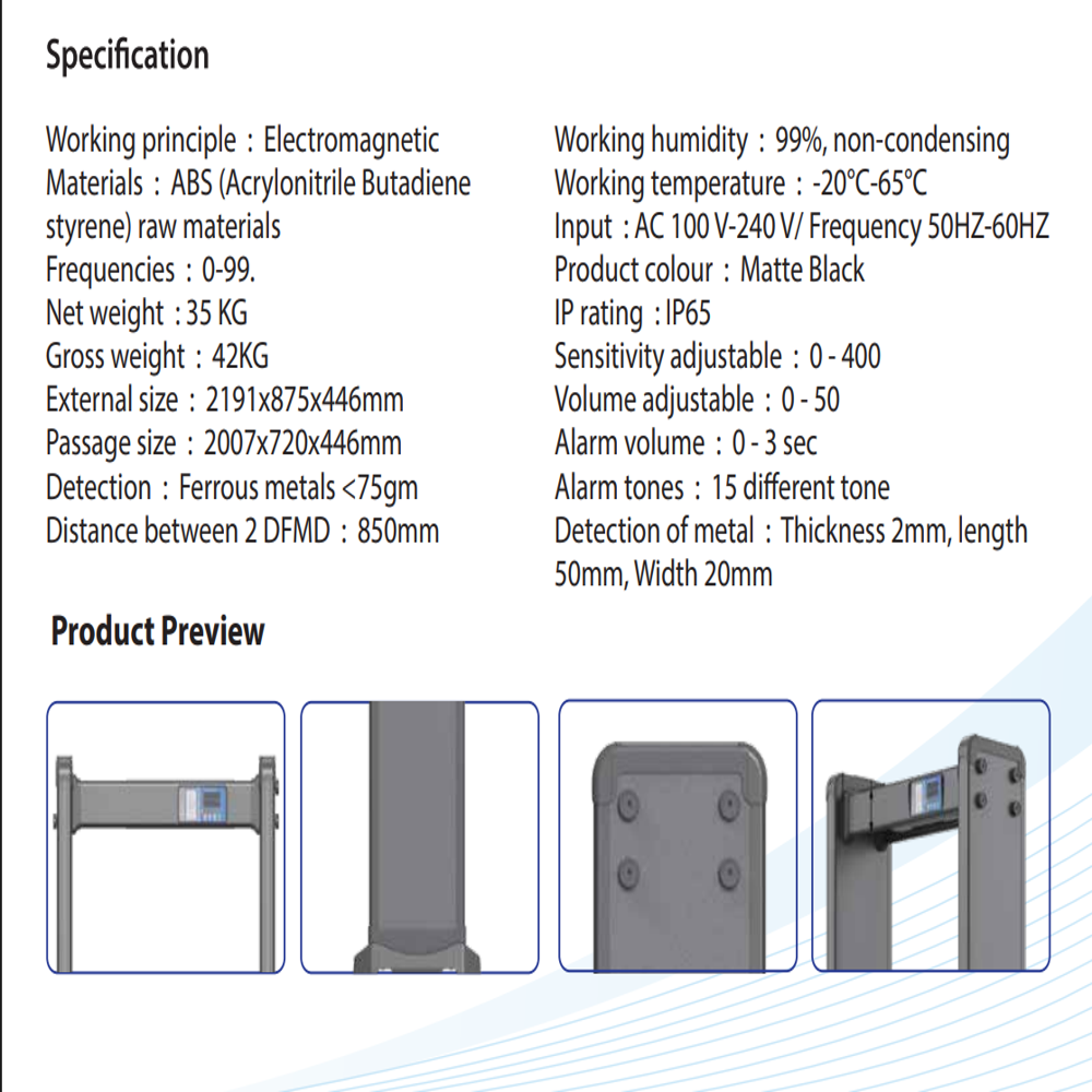 D330-33-IP65 Walk through Metal Detector - 33 zone
