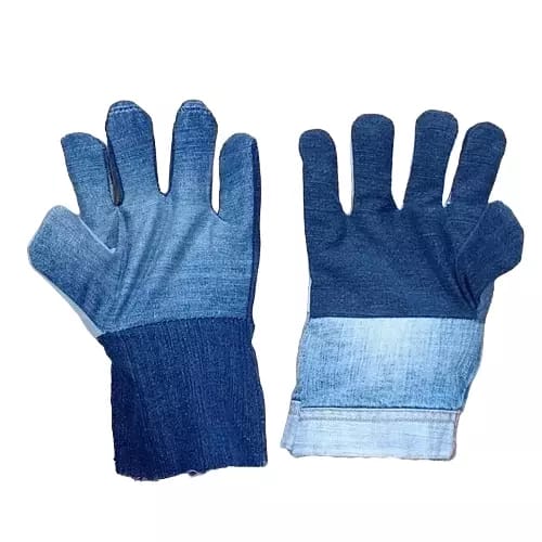 Blue Plain Jeans Cotton Gloves