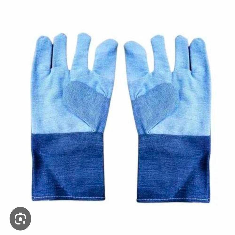 Blue Plain Jeans Cotton Gloves