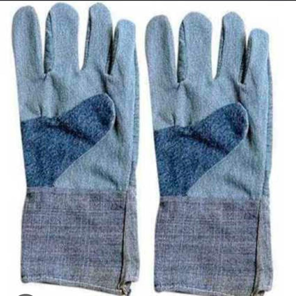 Blue Plain Jeans Cotton Gloves