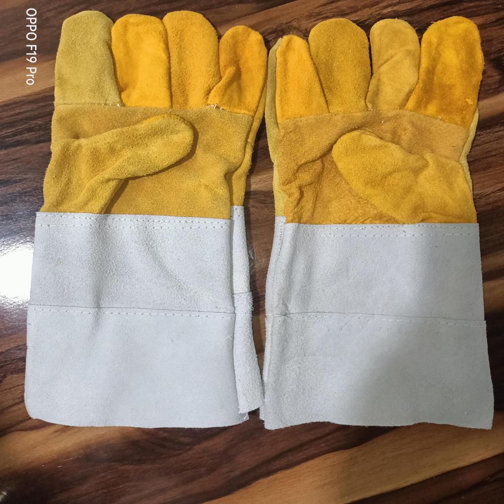 Leather Gloves - Color: Yellow/grey