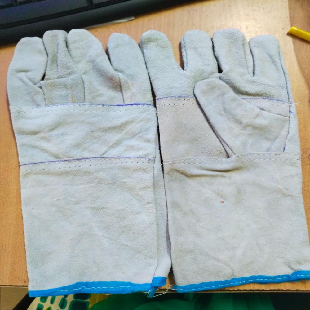 Leather Gloves - Color: Yellow/grey