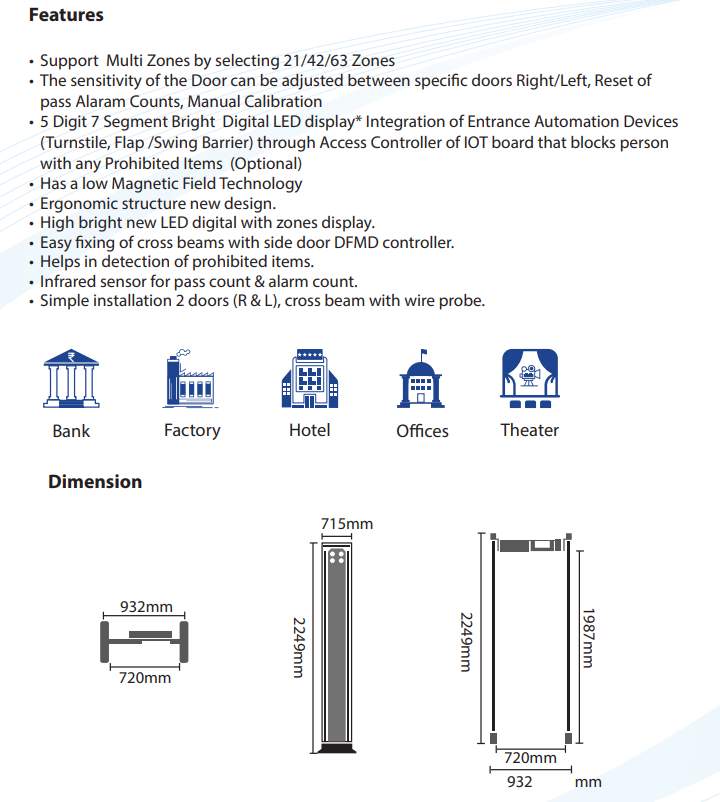 D518-63-IP65 Walk through Metal Detector - 63 zone
