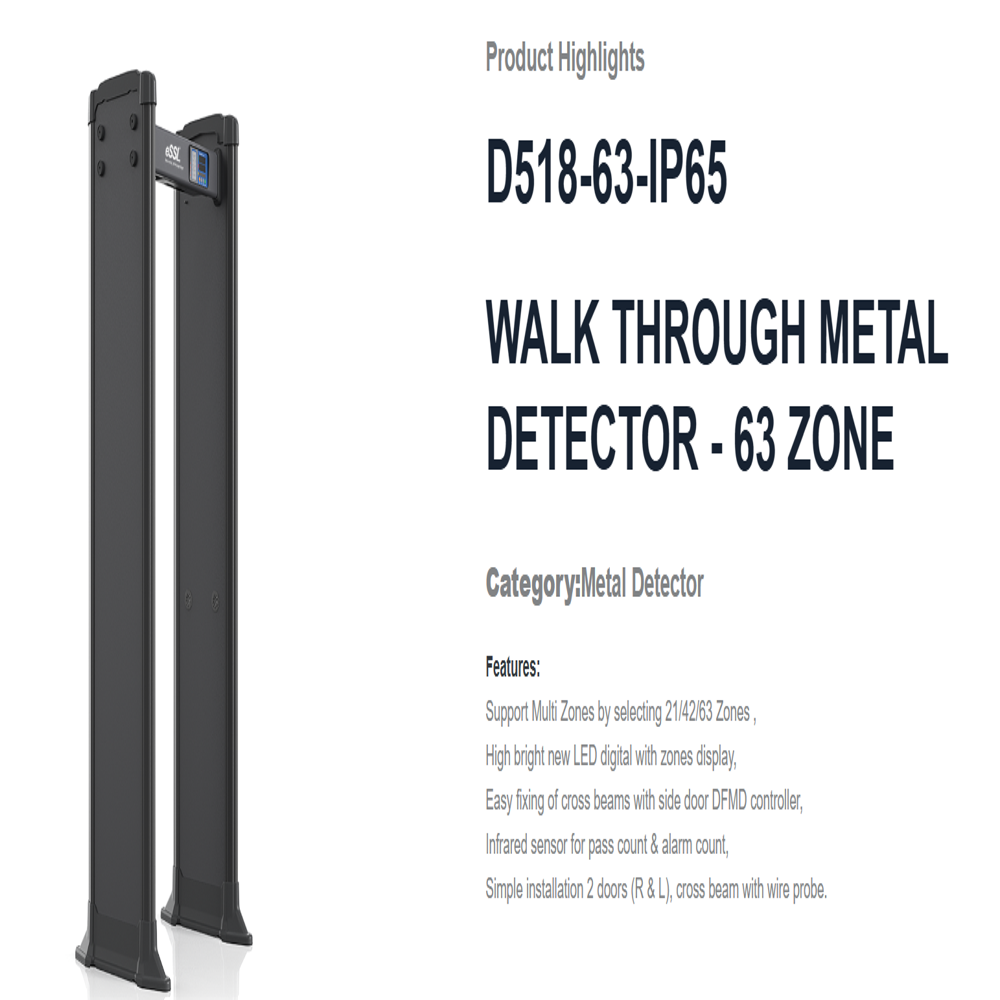 D518-63-IP65 Walk through Metal Detector - 63 zone