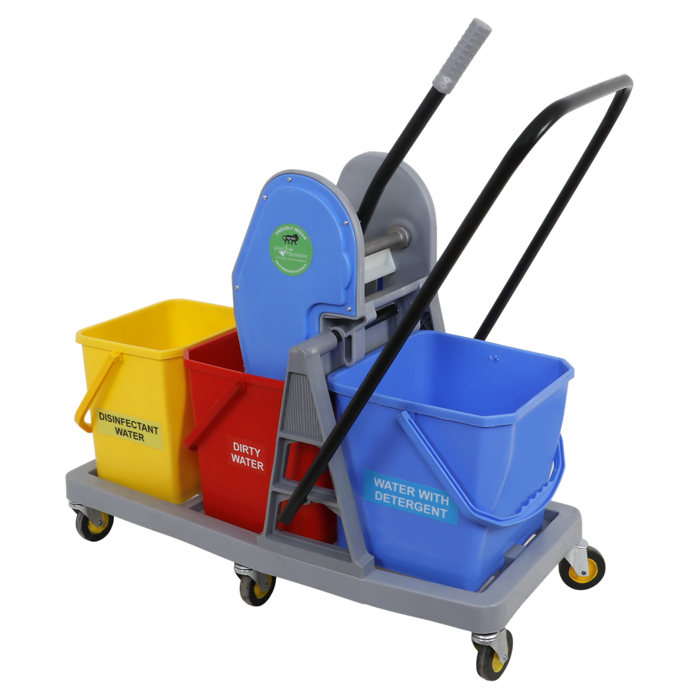 Triple Bucket Mop Trolley - Application: Hospital