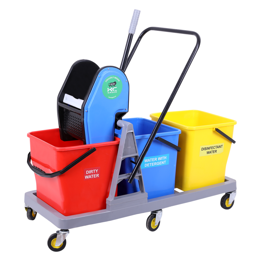 Triple Bucket Mop Trolley - Application: Hospital